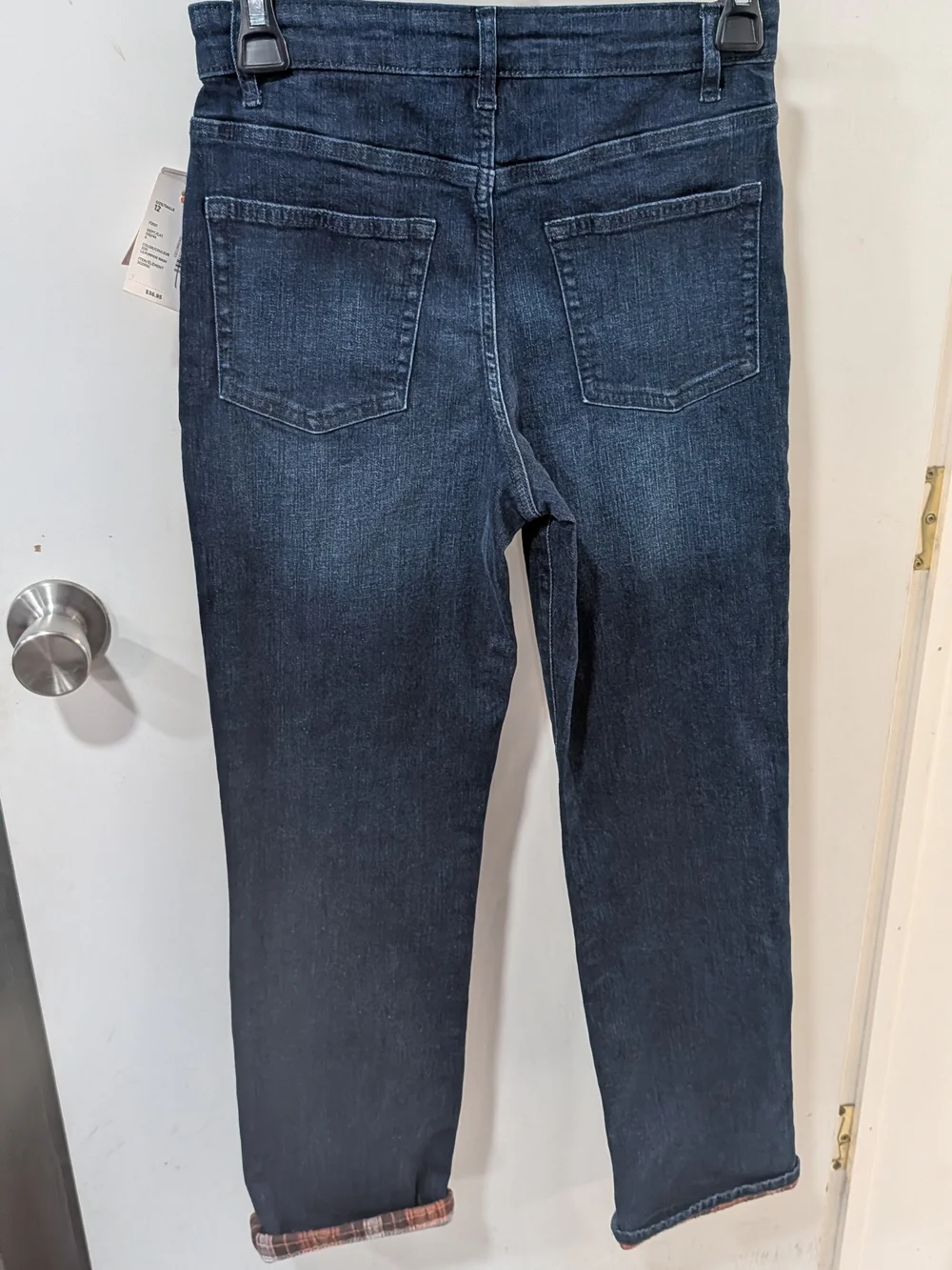 Gymboree Boys Dark Blue Denim Jeans With Orange Plaid